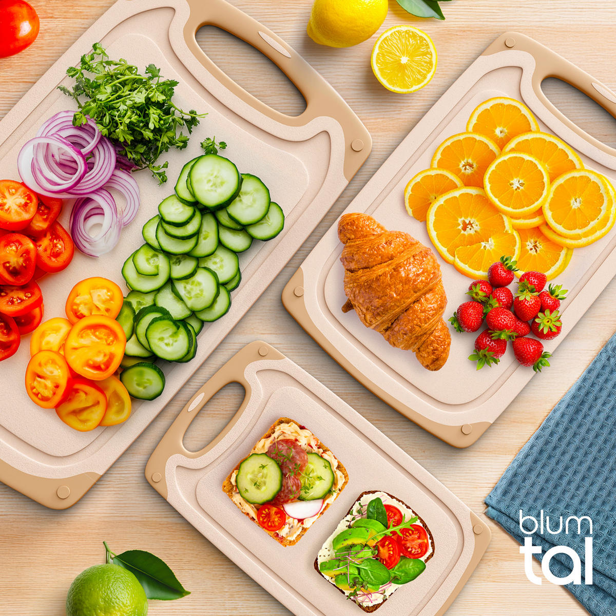 SCHNEIDEBRETT 3er Set Beige - Beige, Kunststoff (25/0.75cm) - Blumtal