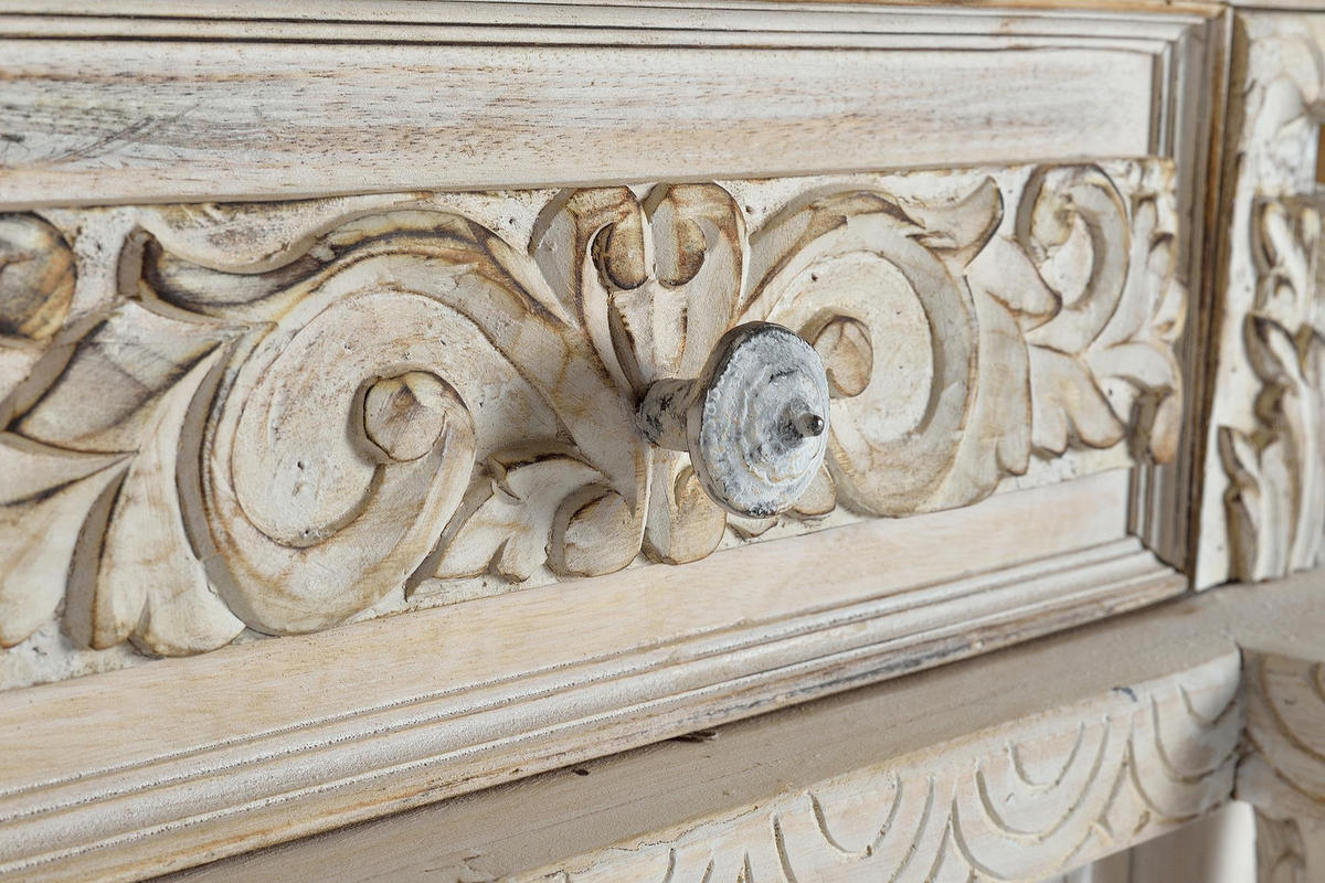 SIDEBOARD aus Mangoholz mit 2 Türen und einer handgeschnitzten Schublade - Perlmutt, Holz (45/100/120cm) - Giner y Colomer