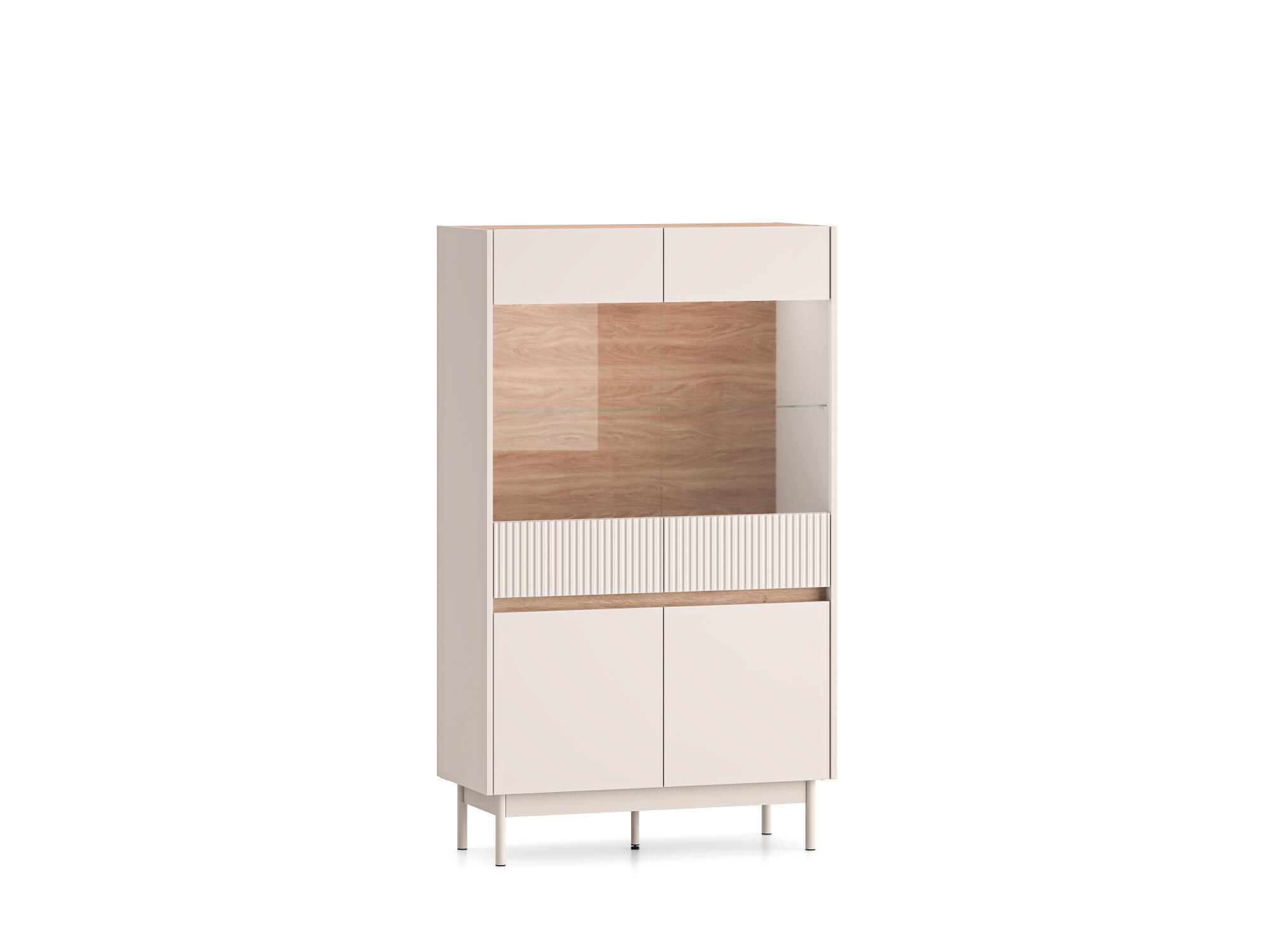 VITRINE DUNEA Beige 92x40x156 cm - Beige, Holzwerkstoff (92/156/40cm) - FURNLUX