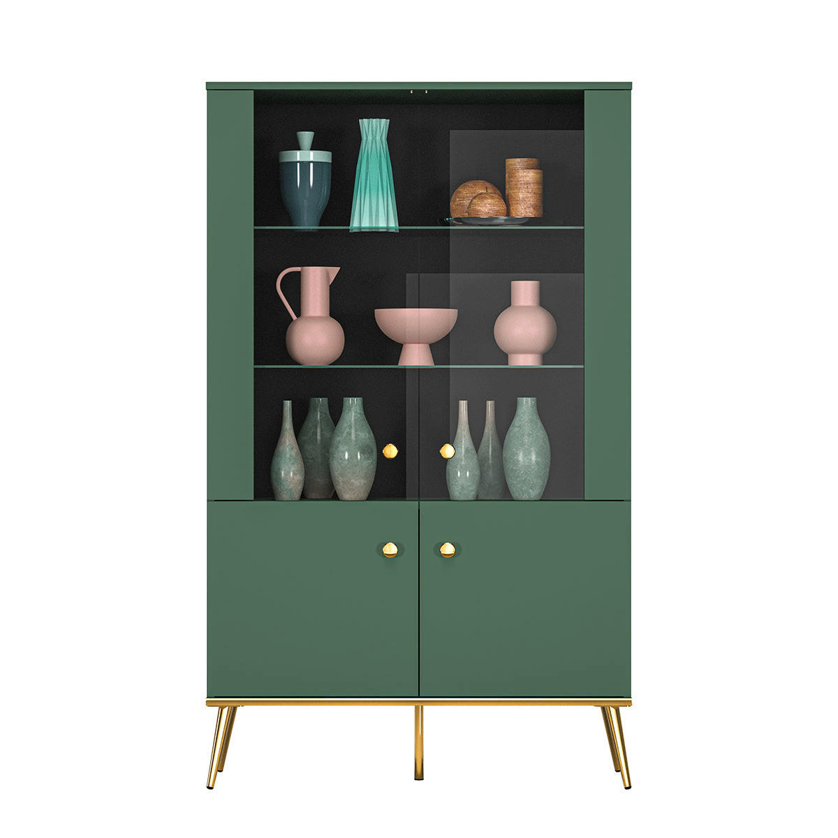 VITRINE Thalia Grün - Grün, Holzwerkstoff (92/152/40cm) - Petits-meubles