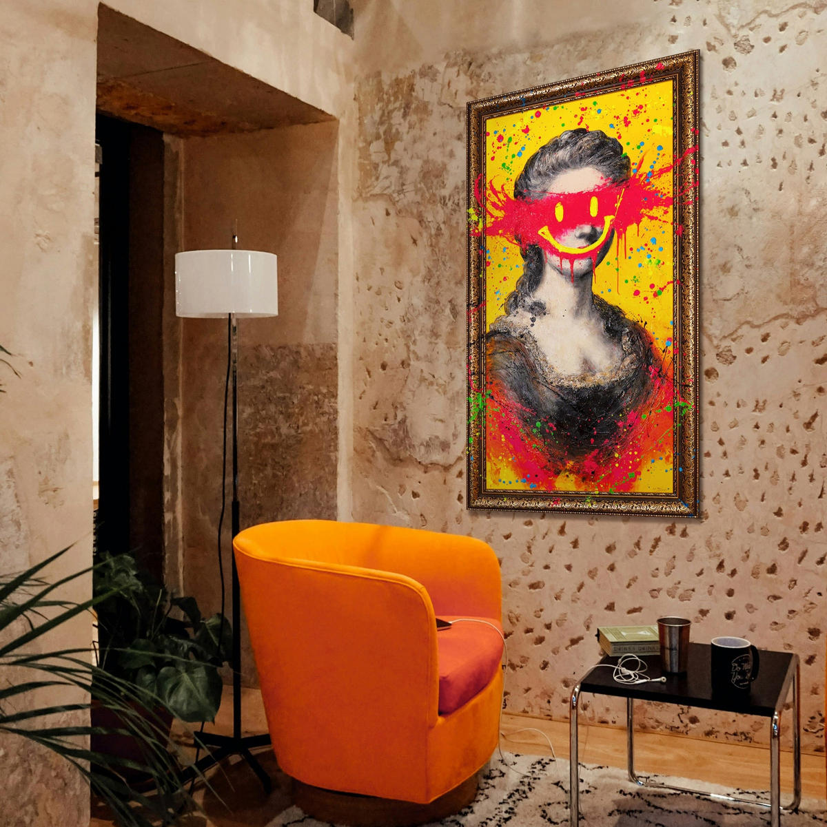 GEMÄLDE Madame Schattenfugenrahmen Gold 140x70 cm - Goldfarben, Holz (140/70cm) - YS-art gallery