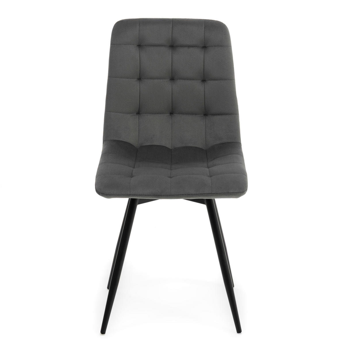 STUHL ARCO drehbar gepolstert mit Steppung - grau - Samt Velours - Schwarz/Grau, Textil/Metall (46/90/51cm) - NEW HOME