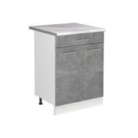 SPÜLENUNTERSCHRANK R-Line, Beton/Weiß, 60 cm Arbeitsplatte Marmor - Weiß/Grau, Holzwerkstoff (60/81.6/60cm) - Vicco
