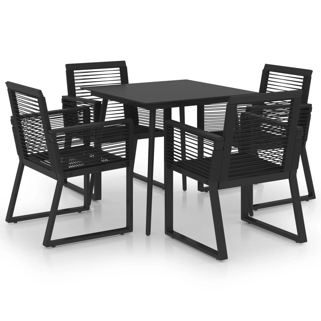 GARTEN-ESSGRUPPE 5-teilig Pvc Rattan Schwarz - Schwarz, Kunststoff - vidaXL
