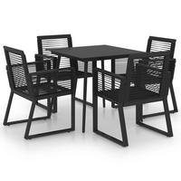 GARTEN-ESSGRUPPE 5-teilig Pvc Rattan Schwarz - Schwarz, Kunststoff - vidaXL