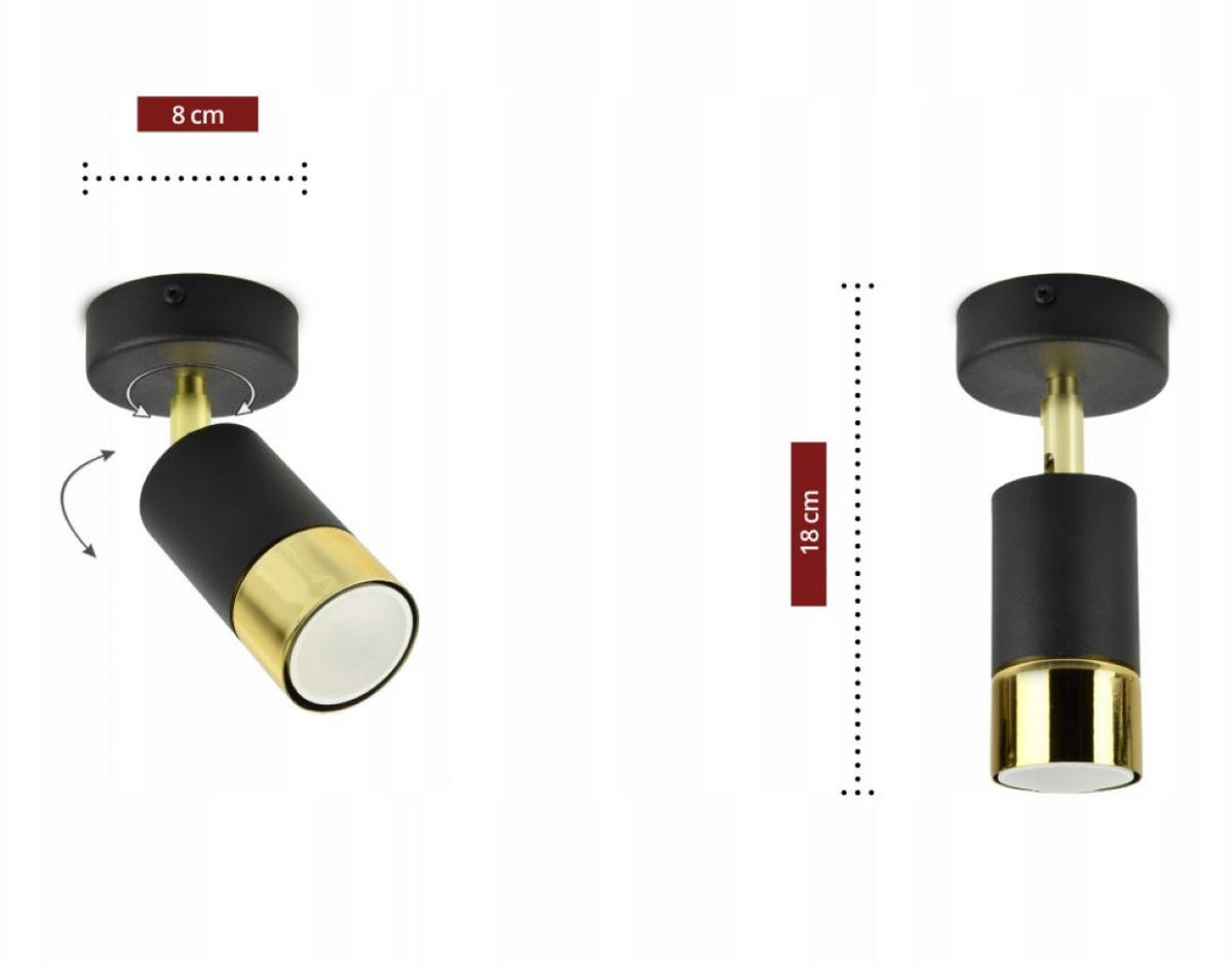 DECKENLEUCHTE Milano Tube - Goldfarben/Schwarz, Metall (8/8/18cm) - kiki design