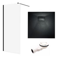 DUSCHSET Ketil Vidar Schwarz/Transparent, 2-teilig, 90/90/198,2 cm - Schwarz, Glas (90/198.2cm) - bad land