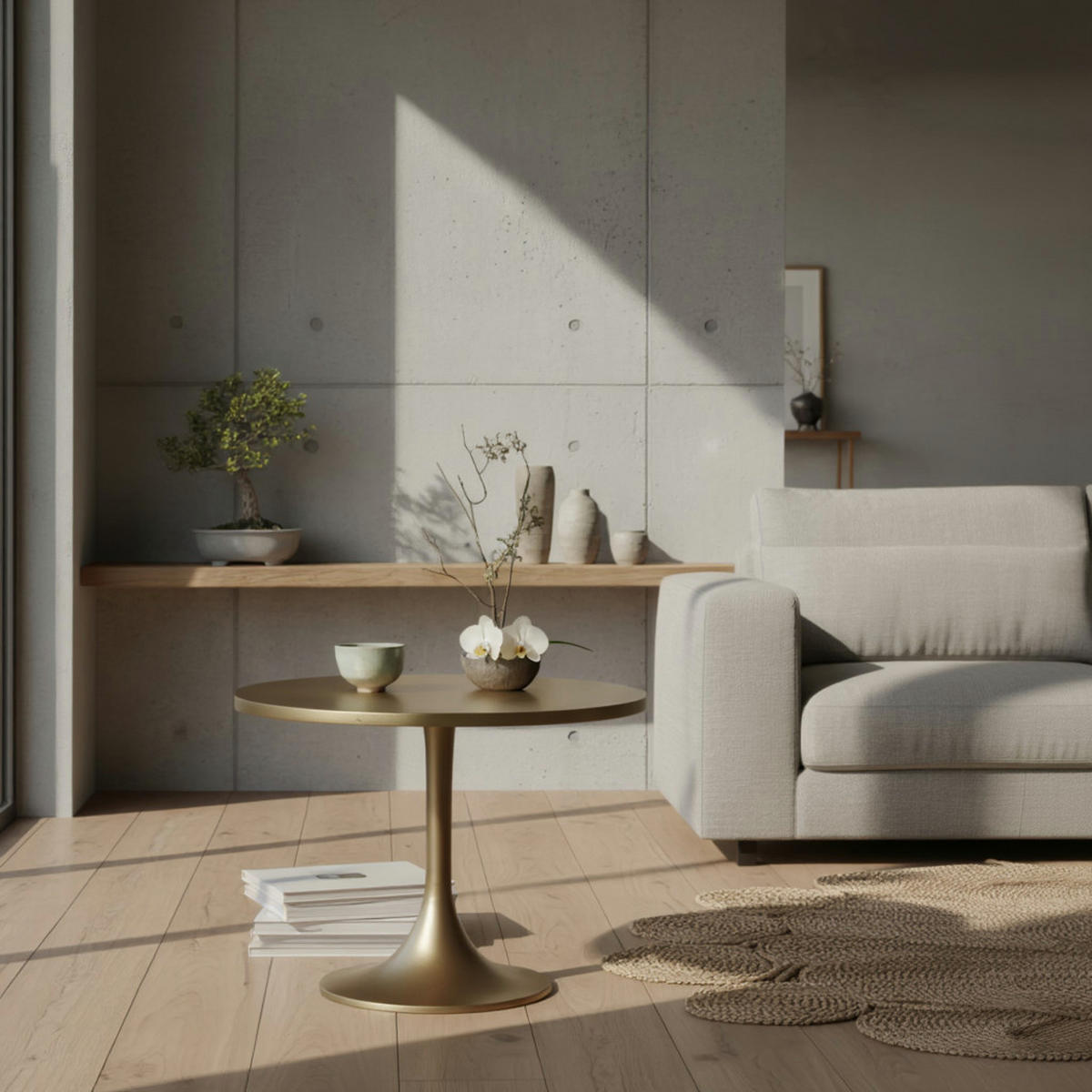 COUCHTISCH Klein Gold Metall Rund 60x60x46,5 cm Modern - Goldfarben, Metall (60/60/47cm) - KADIMA DESIGN