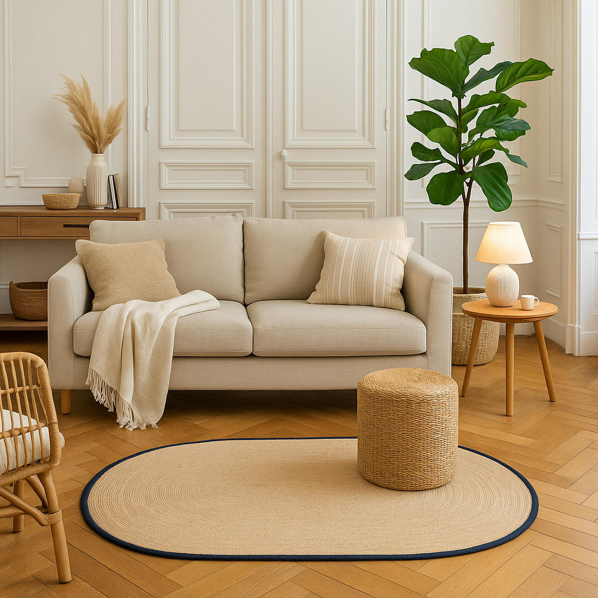 POUF Jute Braun - Braun, Textil (40/40/40cm) - Nordlys