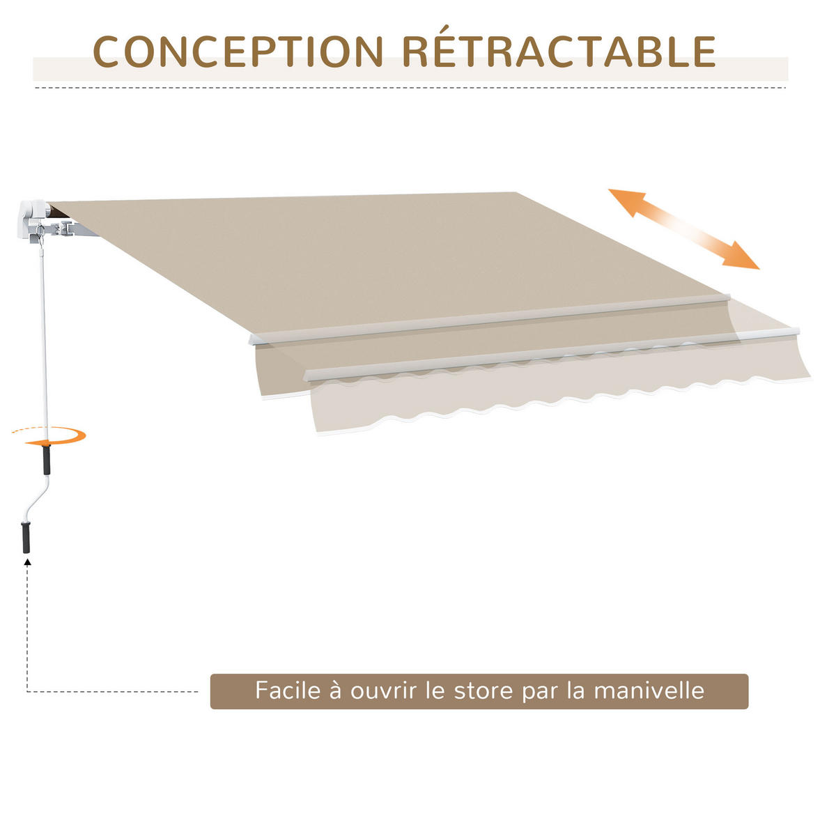 MARKISE DE-13924 manuell 395/245 cm, Winkel 45°-85°, UV-Schutz Beige - Beige, Metall (245/1/395cm) - ComfortXL