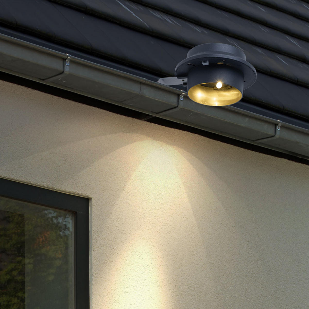 LED AUSSENLEUCHTE Solar Dachrinnenleuchte Anthrazit 4er Set - Anthrazit, Kunststoff/Metall (11.6/6/16cm)
