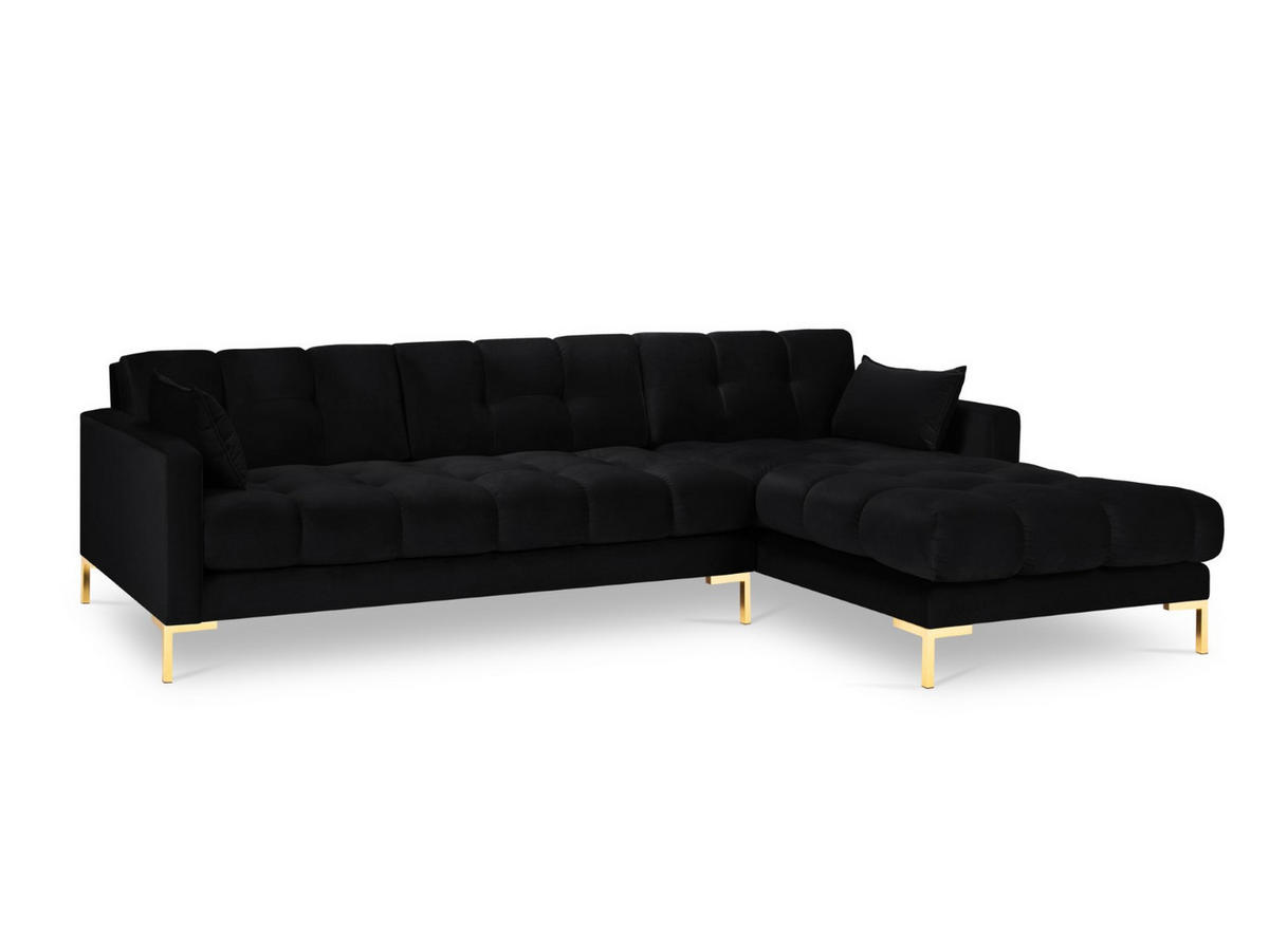 ECKSOFA rechts Mamaia aus Samt schwarz 5 Sitzplätze - Schwarz, Textil (185/293cm) - Micadoni