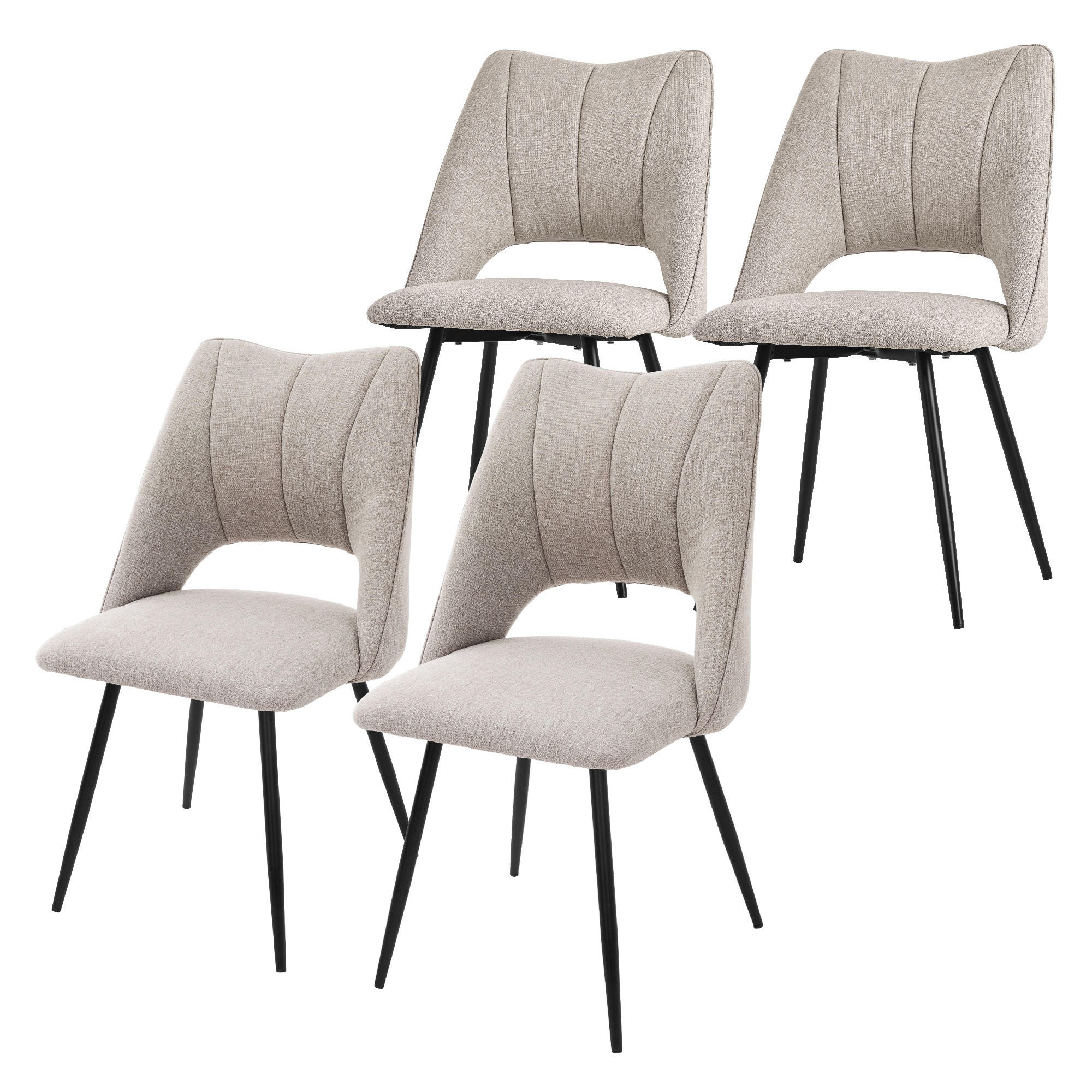 ML-DESIGN SADA 4 JEDÁLENSKÝCH ŽIDLÍ Béžový látkový potah