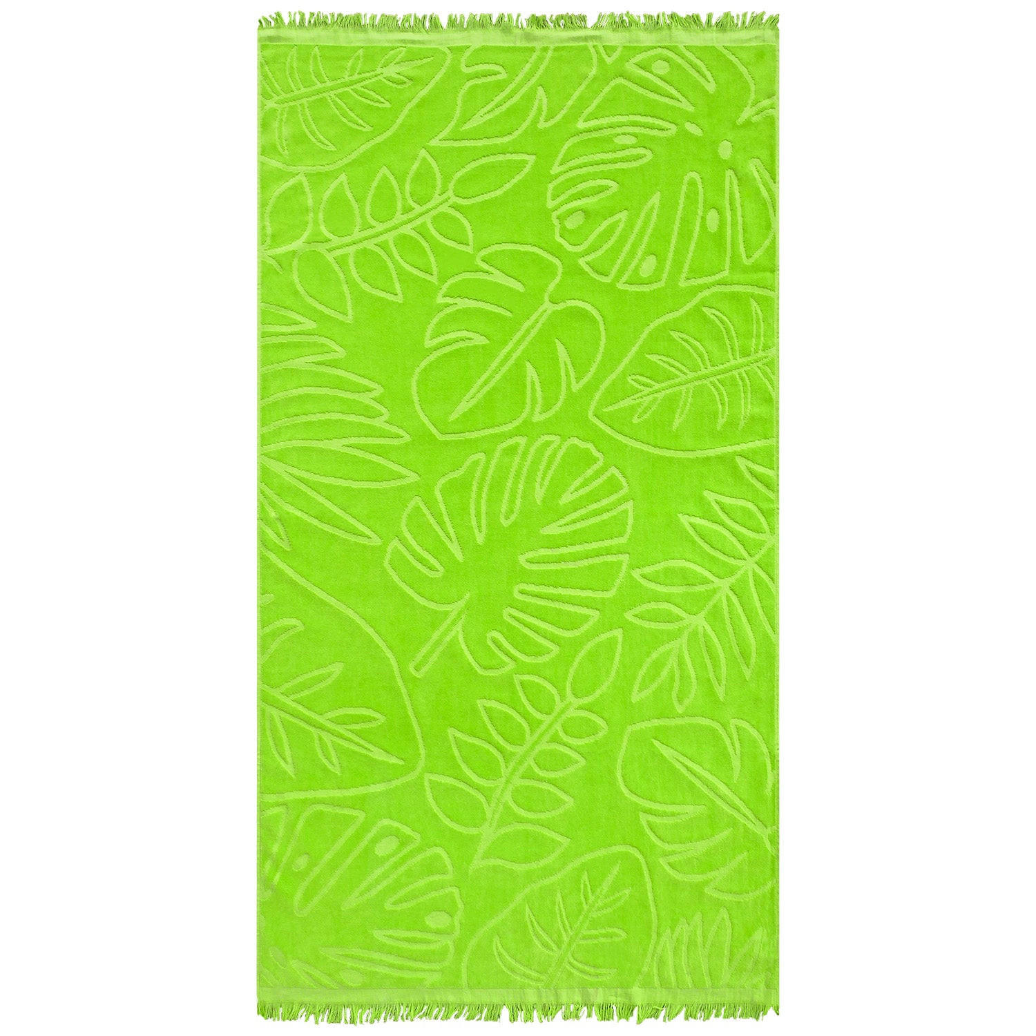 STRANDTUCH Frottee Velours Jacquard Grün 90x170 340g/m² - Klang - Grün, Textil (170/90cm) - LE COMPTOIR DE LA PLAGE