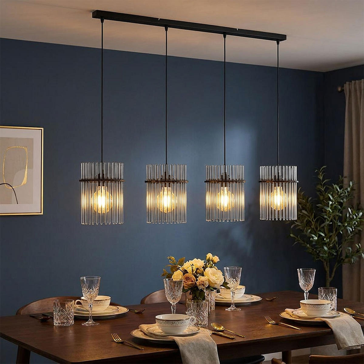 LED HÄNGELEUCHTE Metall Schwarz Rauchglas - Schwarz, Glas (110/20/140cm) - Globo Lighting
