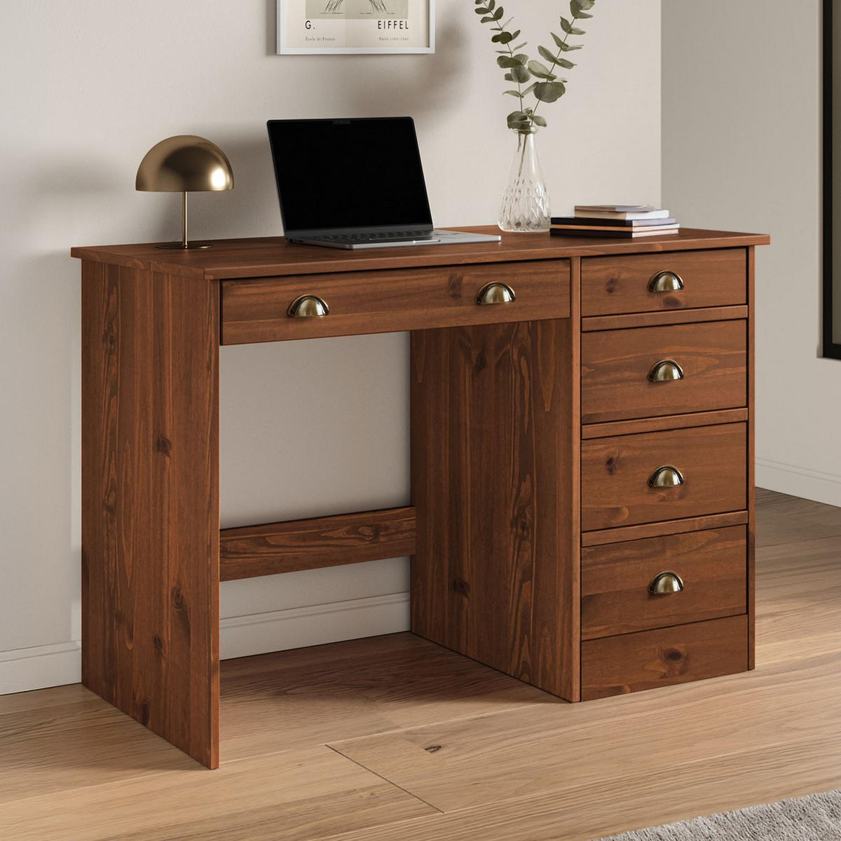 SCHREIBTISCH LANA Kastanie - Kastanienfarben, Holz (54/114/76cm) - IDIMEX