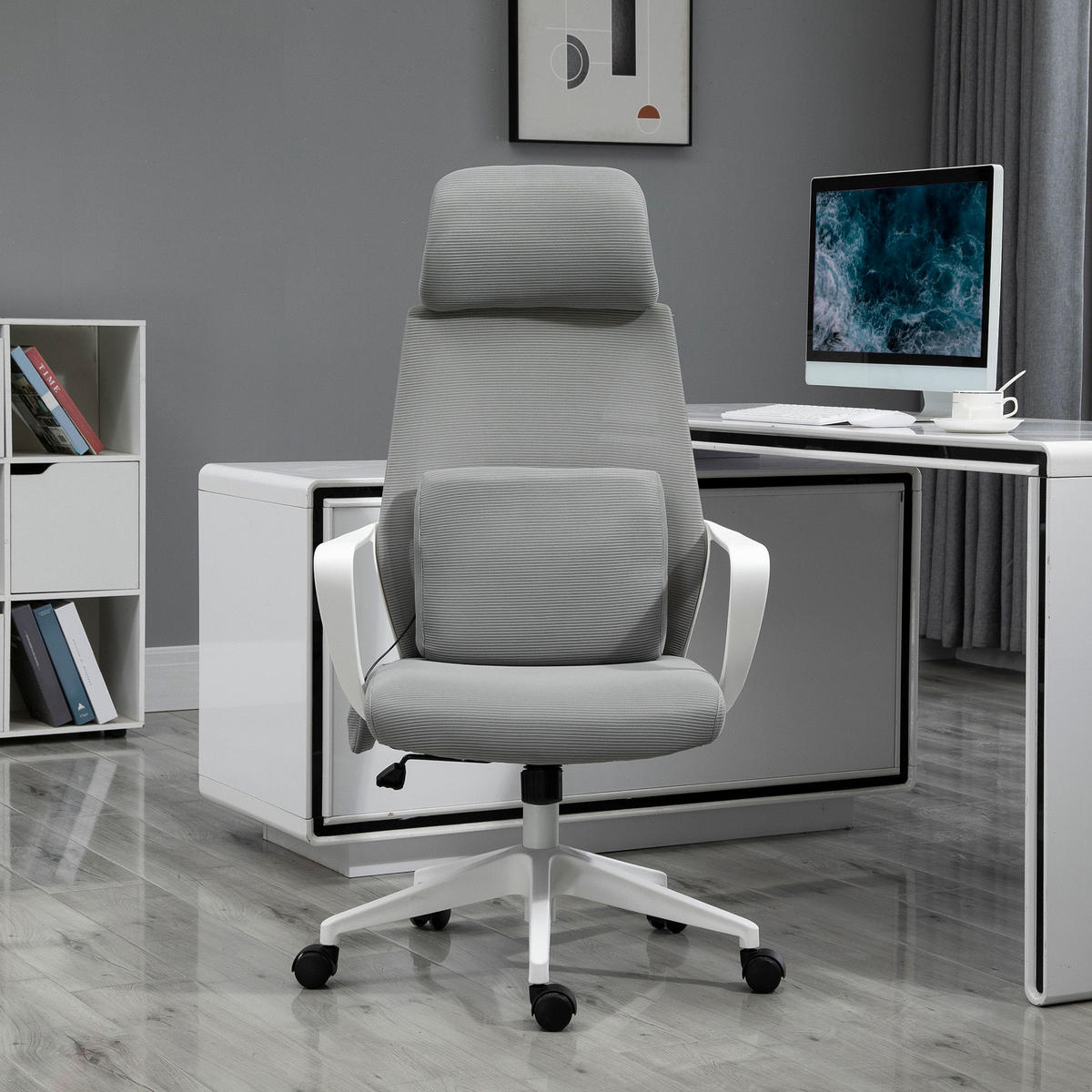BÜROSTUHL Massagesessel Chefsessel mit Massagefunktion höhenverstellbar Grau - Grau, Kunststoff (60/122/62cm) - Vinsetto