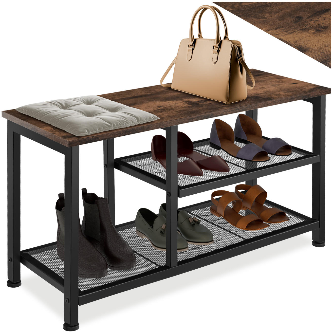 SCHUHREGAL Taunton,80 x 30 x 45,5 cm,Industrial Holz dunkel, rustikal - Rostfarben, Holz (30/45.5/80cm) - tectake
