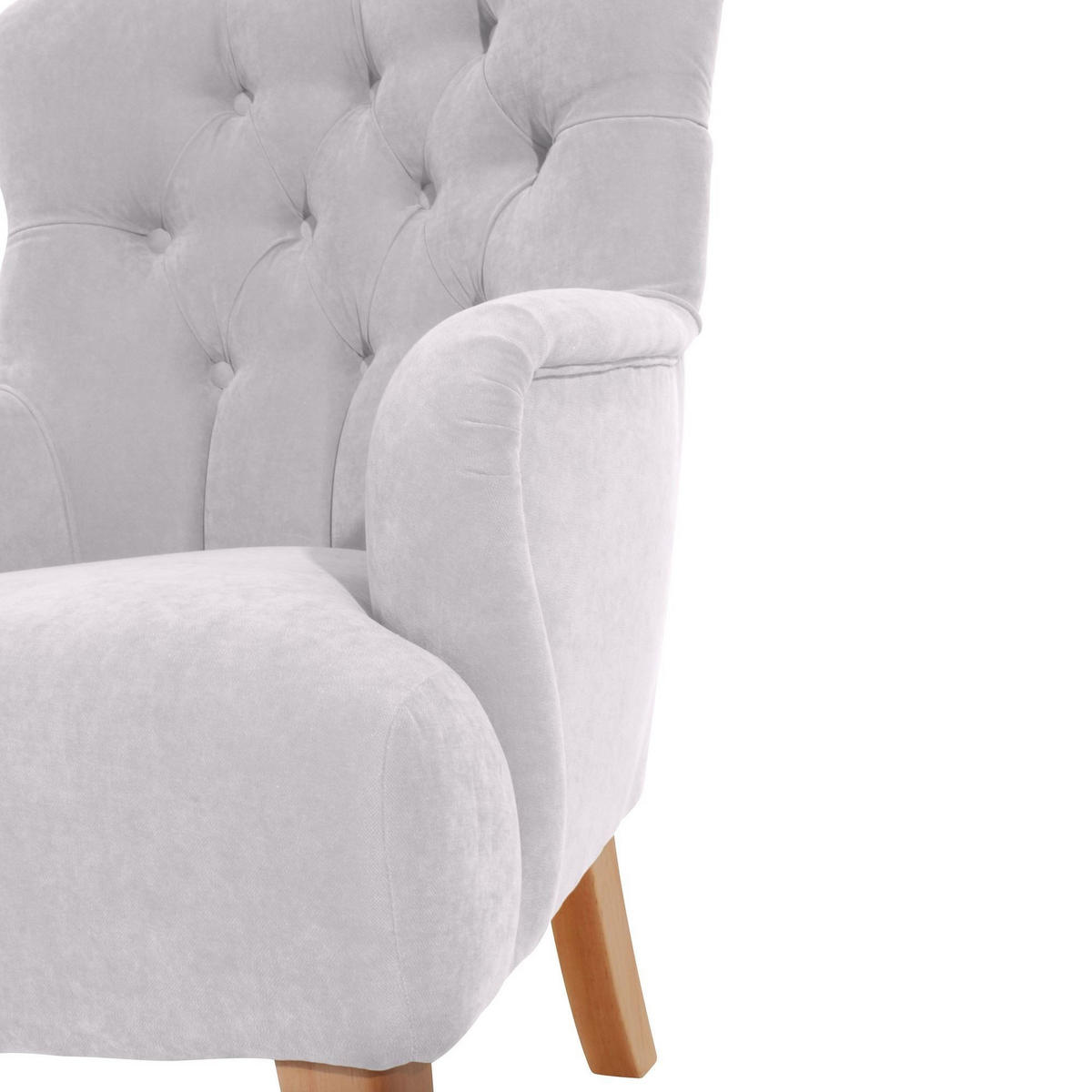 SESSEL Kaiya Bezug Veloursstoff Buche natur / silber - Hellgrau, Kunststoff (71/97/82cm) - 58aufmkessel