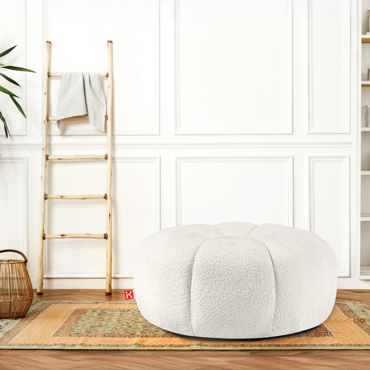 POLSTERHOCKER TOCA Sitzpouf - Ecru, Holz/Textil (72/36/72cm) - KONSIMO®