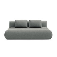 BETTSOFA ATOMO Grau Chenille-Stoff mit Schlaffunktion - Grau, Holz (217/82/134cm) - MASSENO