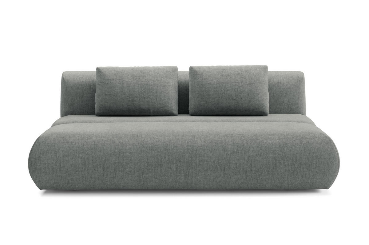 BETTSOFA ATOMO Grau Chenille-Stoff mit Schlaffunktion - Grau, Holz (217/82/134cm) - MASSENO