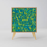 SIDEBOARD NOSTALGIC MEMORIES, Eichefarben, 57,5x42x75,5 cm, Goldfarbene Metallfüße - Eichefarben/Goldfarben, Holzwerkstoff/Metall (57.5/75.5/42cm) - SpaceRebels