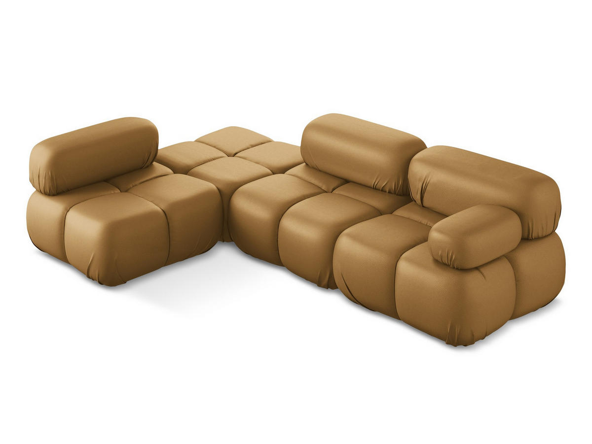 ECKSOFA Links Kunstleder Braun - Cognac/Schwarz, Leder/Kunststoff (190/285cm) - Makamii
