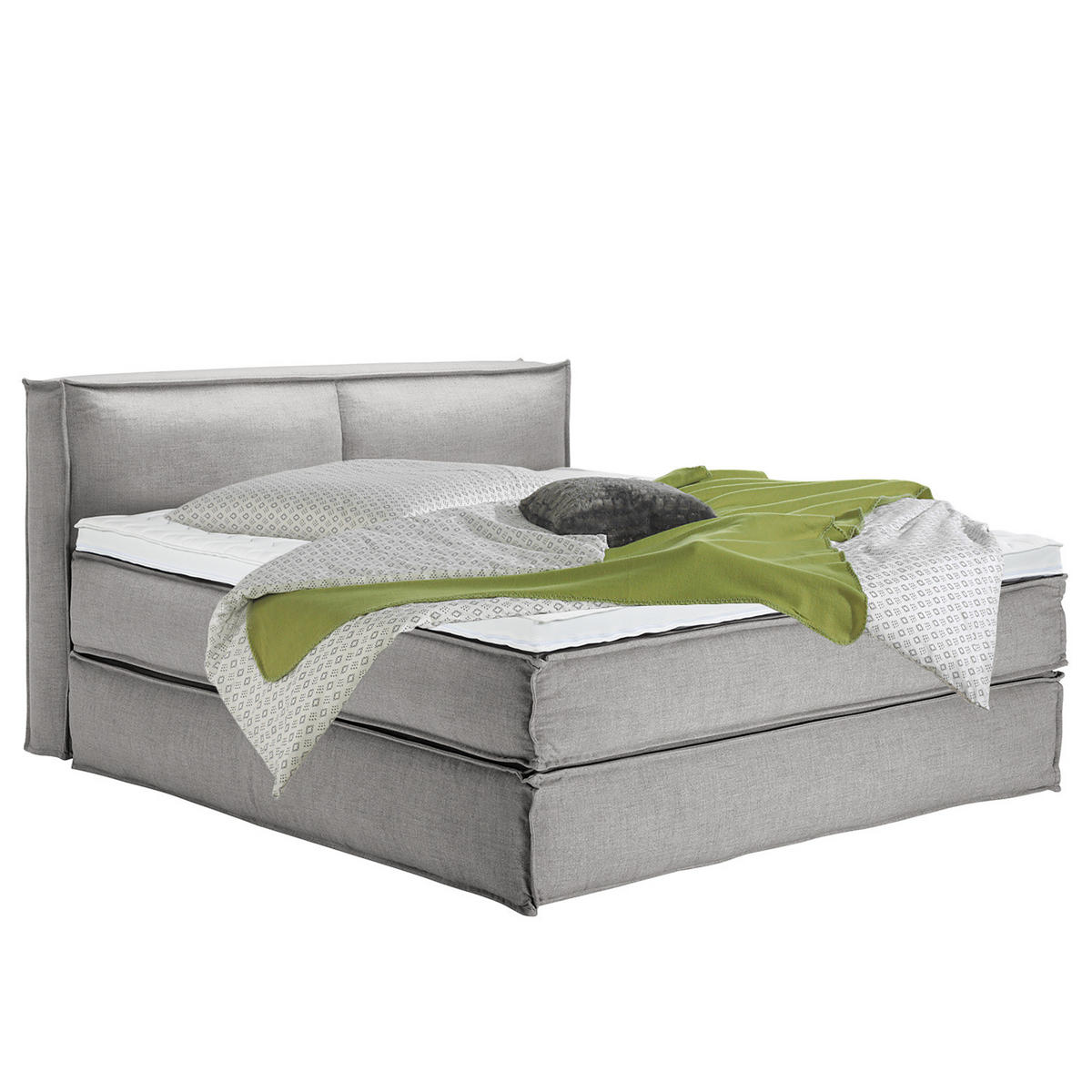 BOXSPRINGBETT mit Kopfteil - Premium - Grau, Textil (180/220cm) - home24