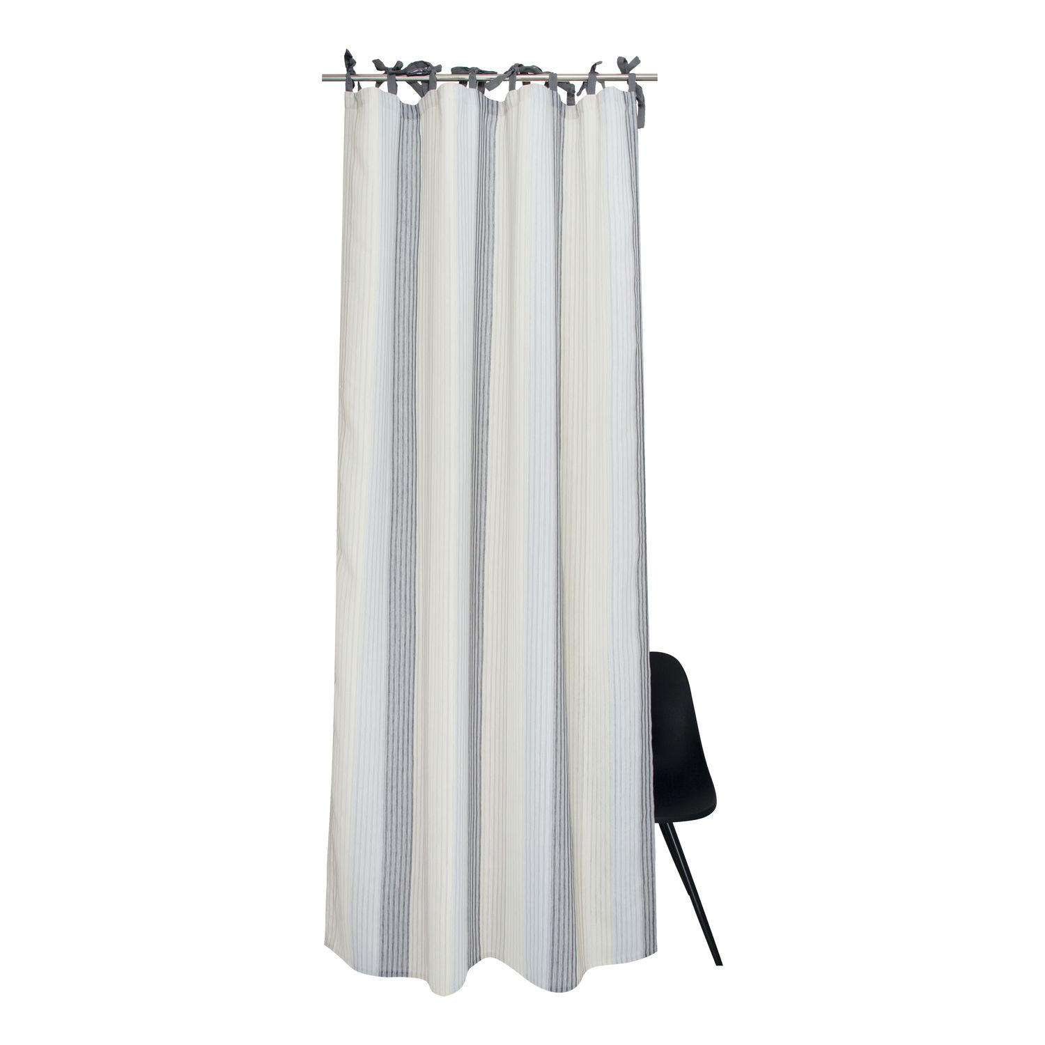 SCHLAUFENVORHANG MIT STREIFEN STROKE Halbtransparent - Grau, Textil (130/0.5/250cm) - Tom Tailor