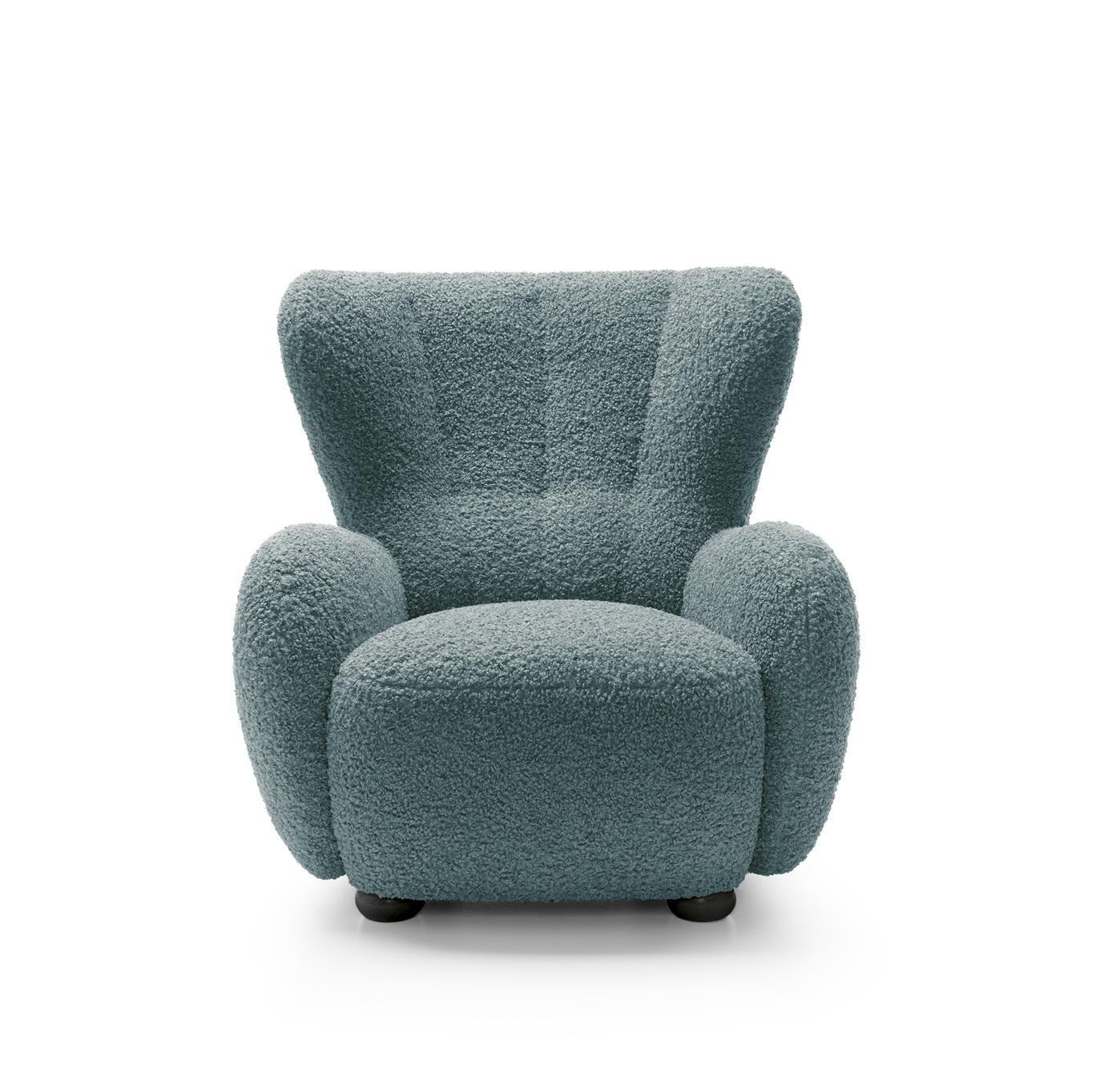 OHRENSESSEL Teddy Türkis, Buchenholz Bein, Sessel aus Boucle-Stoff - Türkis/Buchefarben, Holzwerkstoff/Textil (88/91/100cm) - Bettso