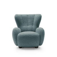 OHRENSESSEL Teddy Türkis, Buchenholz Bein, Sessel aus Boucle-Stoff - Türkis/Buchefarben, Holzwerkstoff/Textil (88/91/100cm) - Bettso