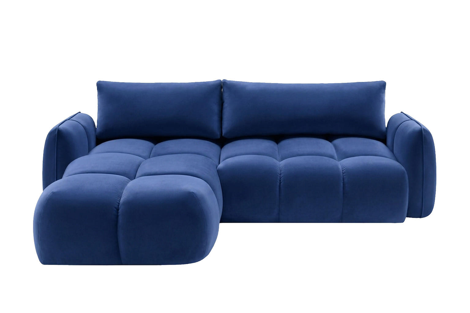 ECKSOFA L-Form Mit Schlaffunktion, Veloursstoff Bluvel, Tintenblau, Links, BELVEDER L - Blau, Holz (250/168cm) - Kaiser Möbel