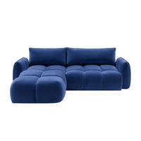 ECKSOFA L-Form Mit Schlaffunktion, Veloursstoff Bluvel, Tintenblau, Links, BELVEDER L - Blau, Holz (250/168cm) - Kaiser Möbel