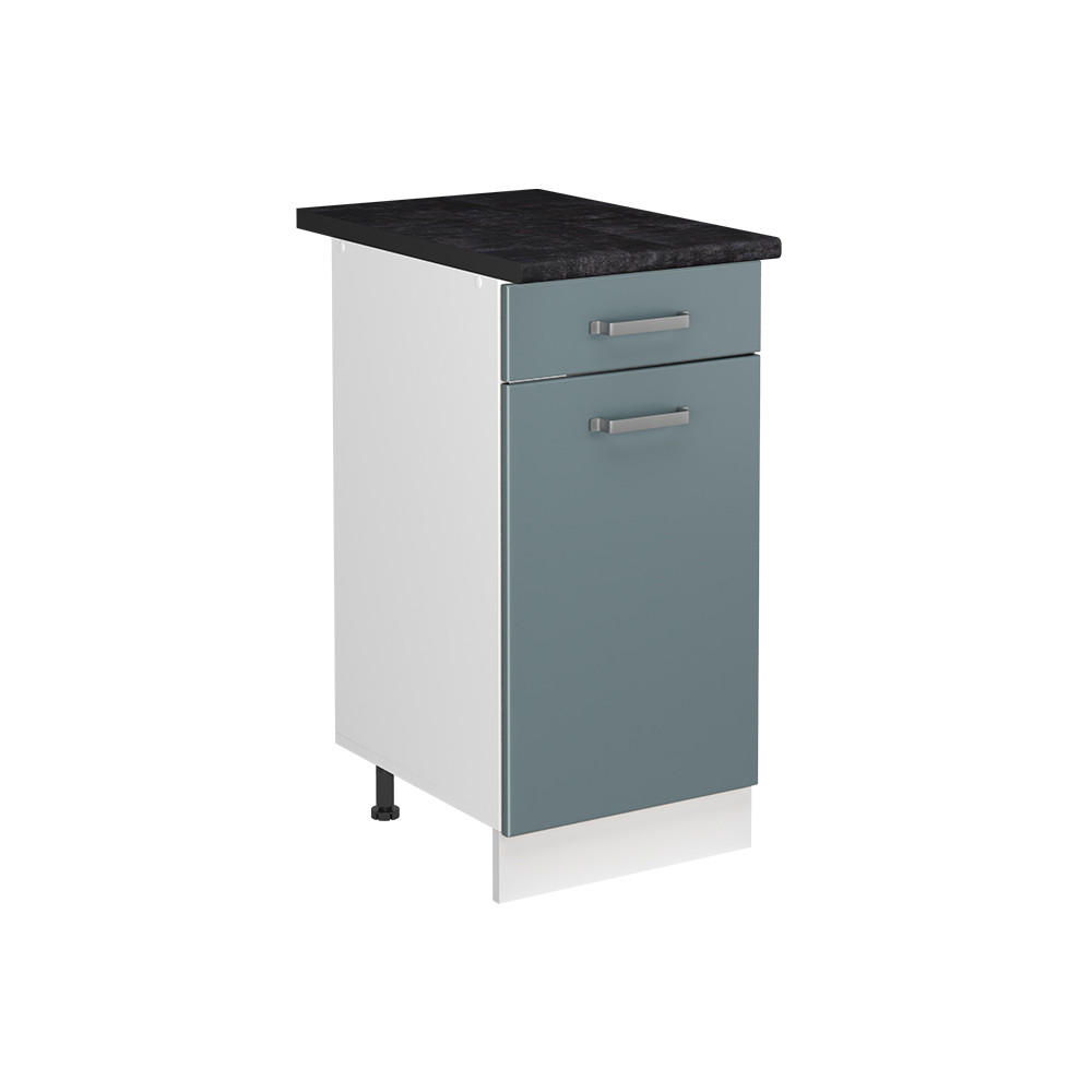 SPÜLENUNTERSCHRANK R-Line, Blau-Grau/Weiß, 40 cm Arbeitsplatte Anthrazit - Blaugrau/Weiß, Holzwerkstoff (40/81.6/60cm) - Vicco