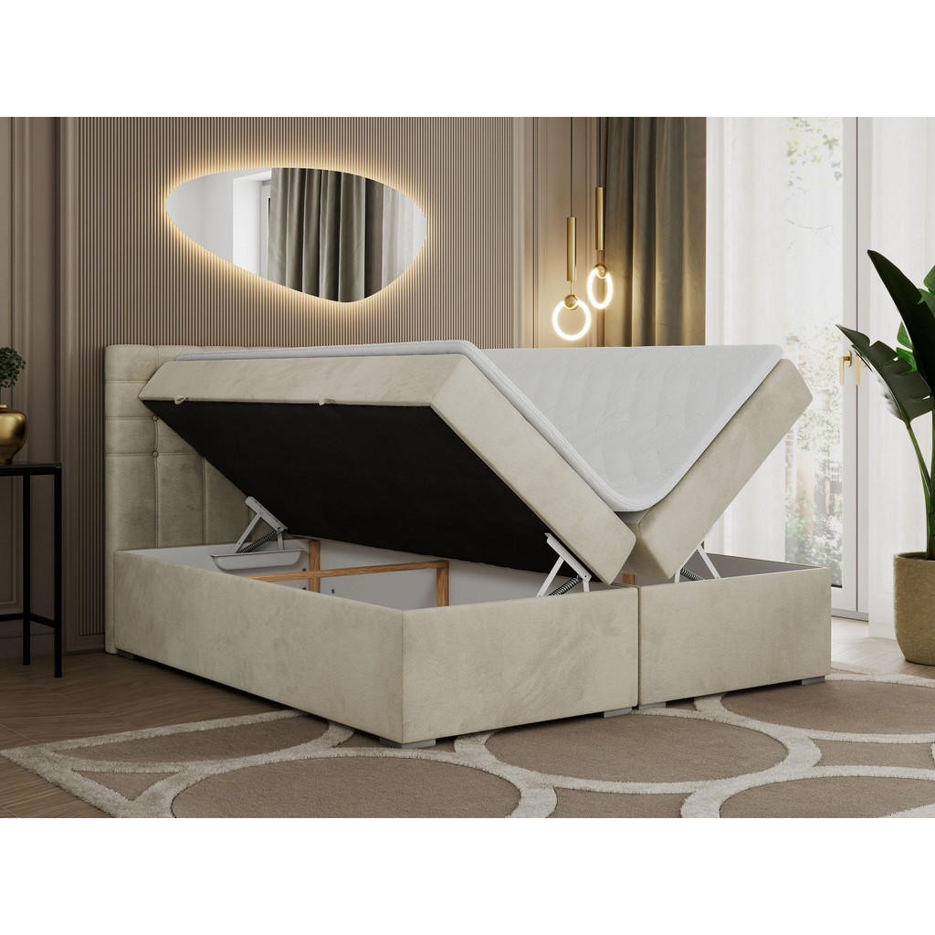 Thumbnail - MKS Boxbett, Beige, Textil, 2-Sitzer, H3, Rechteckig, 200x200 cm, Schlafzimmer, Betten, Boxspringbetten