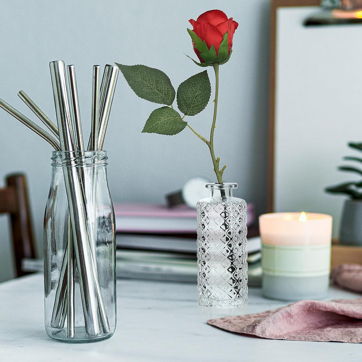VASE 5,2 × 5,2 × 12,8 cm Transparentes Glas - Transparent, Glas (13cm) - LIBRATON