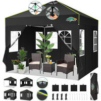 FALTPAVILLON 3x3m mit Seitenwänden wasserdicht UV-Schutz 3 Höhen verstellbar Schwarz - Schwarz, Textil (300/298.2/300cm)