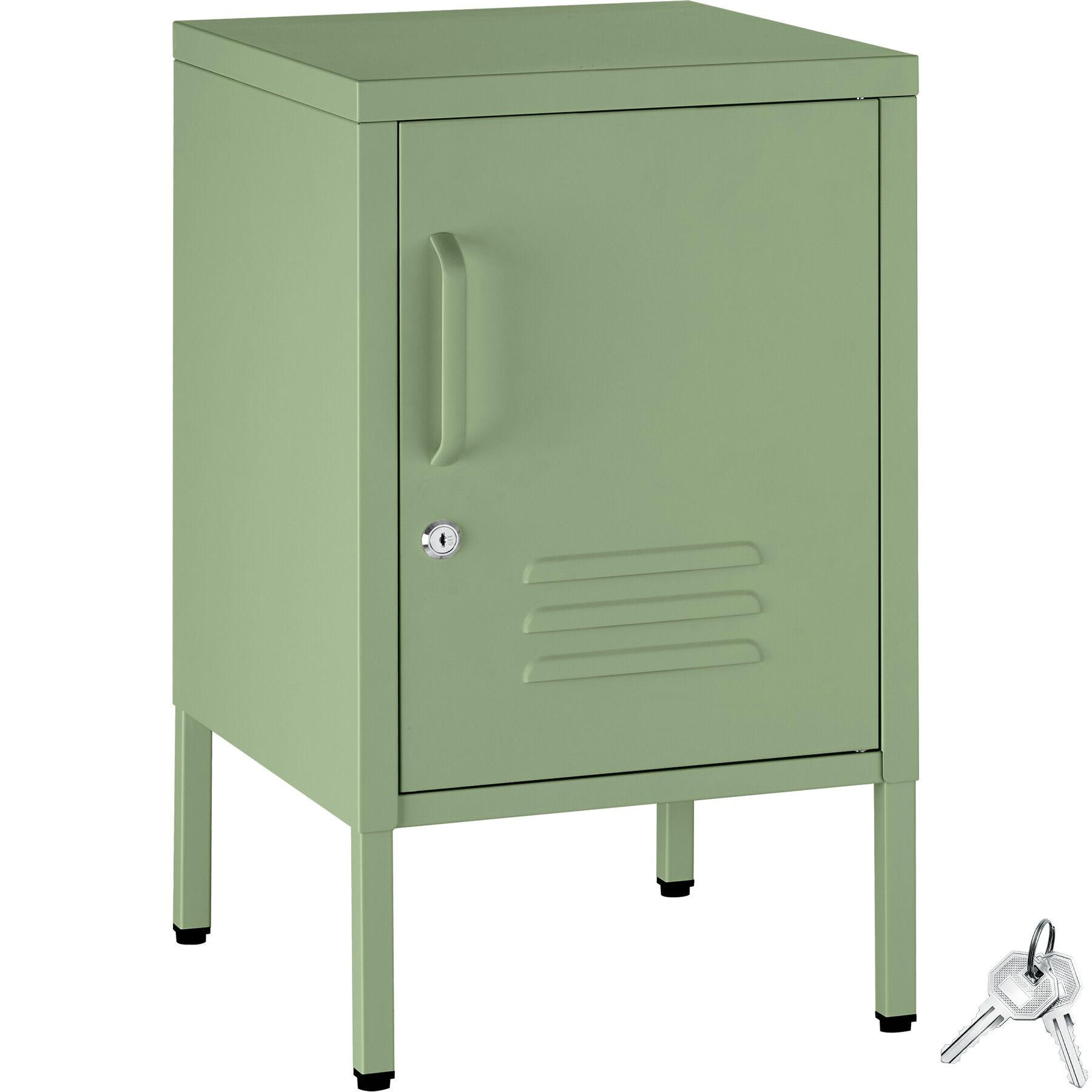 NACHTSCHRANK Baker, Kippschutz, höhenverstellbare Füße, salbeigrün - Salbeigrün, Metall (35/60.5/42.5cm) - tectake