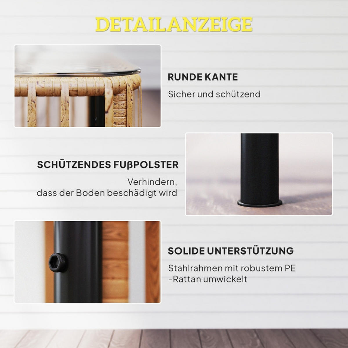 GARTENTISCH 65x65 cm Naturholz - Naturfarben, Metall (65/65/43cm) - ComfortXL