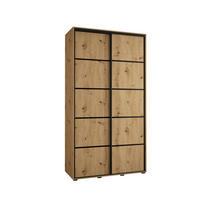 SCHWEBETÜRENSCHRANK 235,2/130/45 2-türig - Schwarz/Eiche Artisan, Holz/Metall (130/235/45cm) - Abiks Möbel