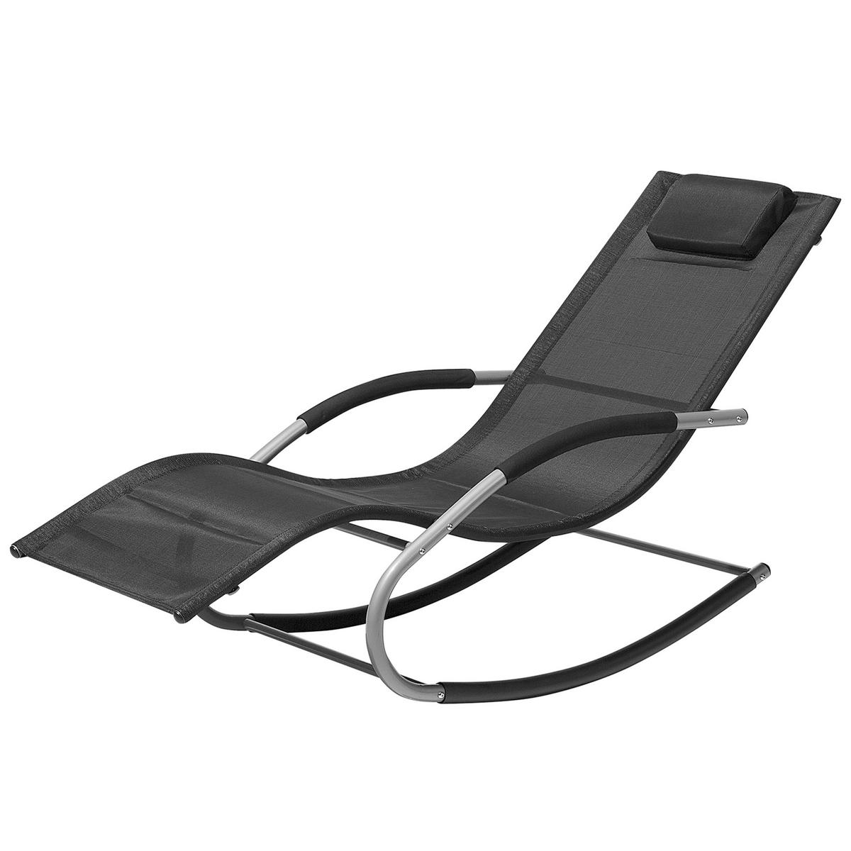 GARTENLIEGE Schaukelfunktion Schwarz Carano - Schwarz, Metall (63/84/149cm) - Beliani