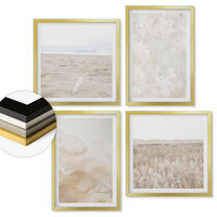 WANDBILDER 4er Set - 50x50 cm & 40x60 cm Goldrahmen - Modische Pastelltexturen - Goldfarben, Kunststoff (50/50cm) - ArtPrintCave
