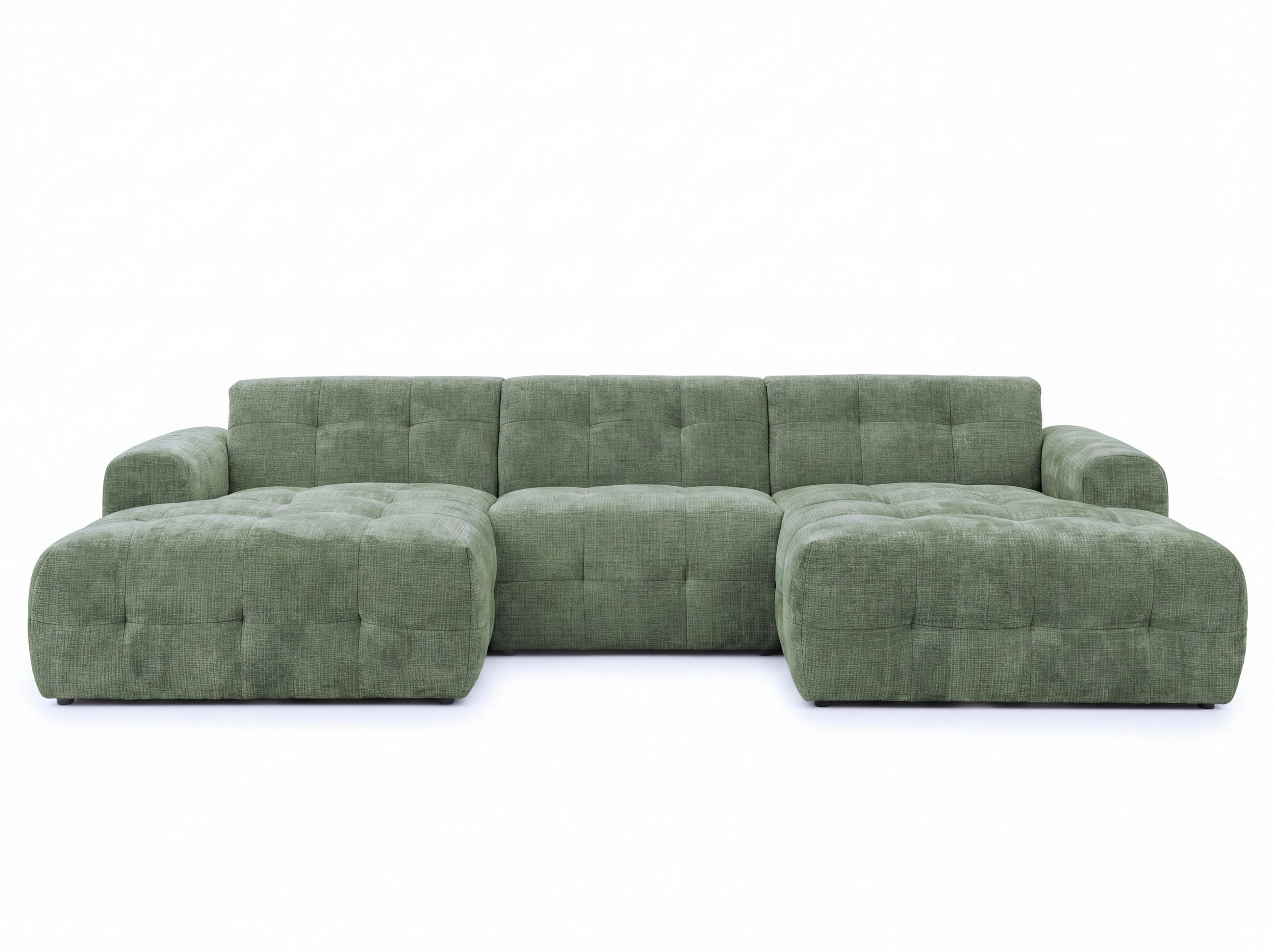 luma-home SEDACÍ SOUPRAVA ve tvaru písmene U s rafinovaným prošíváním, 6místná, 323 × 161 × 79 cm (Š×H×V), čalounění ze ženilky v zelené barvě / 21049