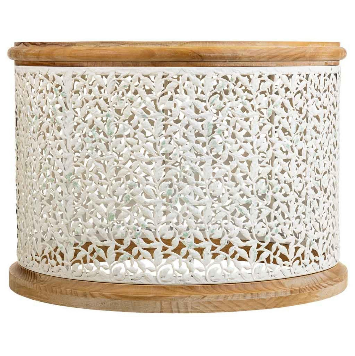 COUCHTISCH aus weißem Holz und Metall, 64x64x47 cm - Weiß, Holz (63.5/63.5/46.5cm) - Wanderlust