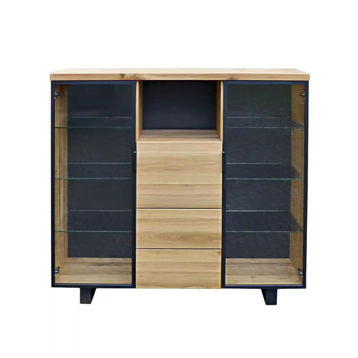 BARSCHRANK aus Massivholz für Flaschen und Gläser DELIO - Eichefarben, Holz (135/130/45cm) - Rawood Furniture