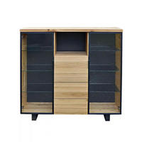 BARSCHRANK aus Massivholz für Flaschen und Gläser DELIO - Eichefarben, Holz (135/130/45cm) - Rawood Furniture