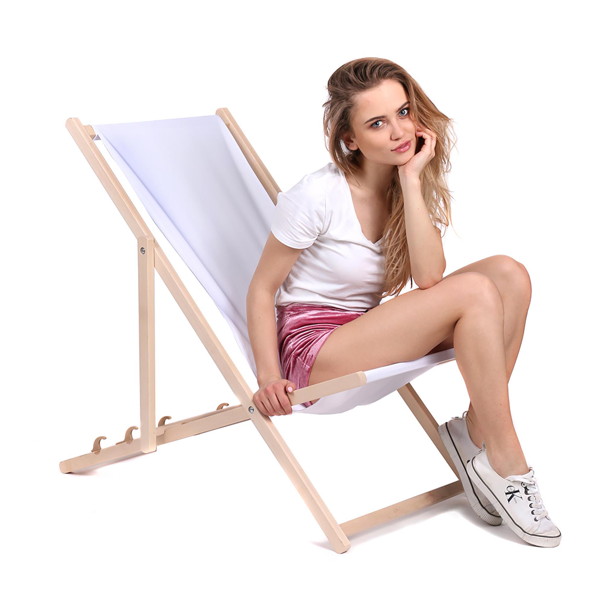 HOLZLIEGESTUHL klappbar Buchenholz White M - Weiß, Holz (54/85/92cm) - Dreamroots