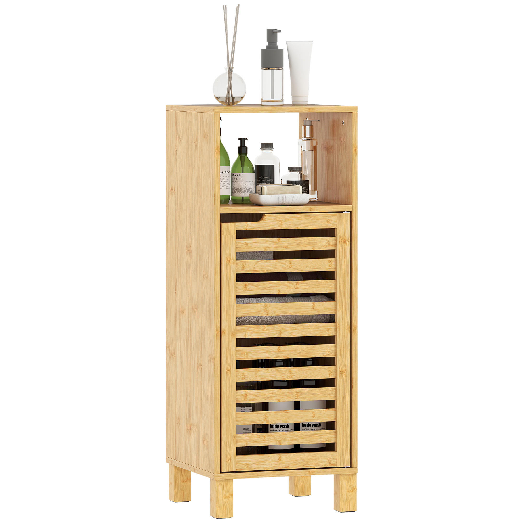 BADEZIMMERSCHRANK DE-10492 Hellbraun - Naturfarben, Naturmaterialien (30/80/30cm) - ComfortXL