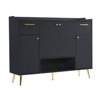 SCHUHSCHRANK aus Spanplatte 130x37x100cm in Schwarz mit 2 Schubladen - Schwarz, Holzwerkstoff (130/100/37cm) - Modfu